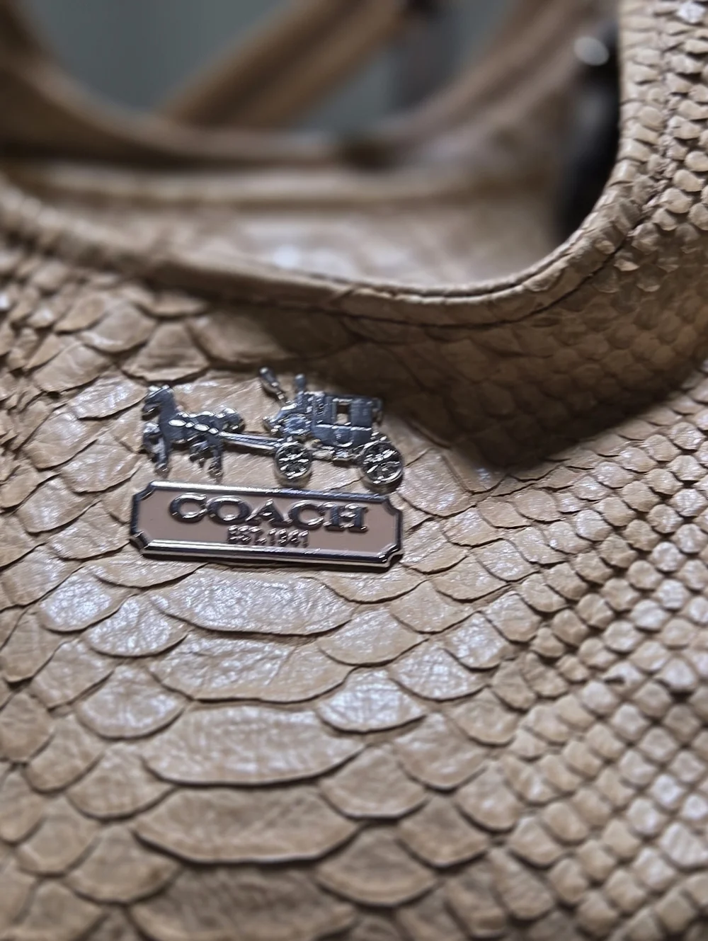 Coach Luxe Python Snakeskin Embossed Leather Maggie Madison Hobo Bag NEW • Rare - Picture 11 of 16